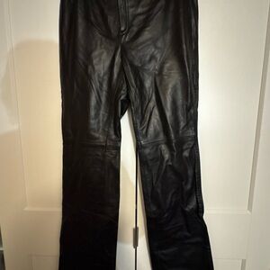 Body by Victoria Black Genuine Leather Flare Pants sz 6